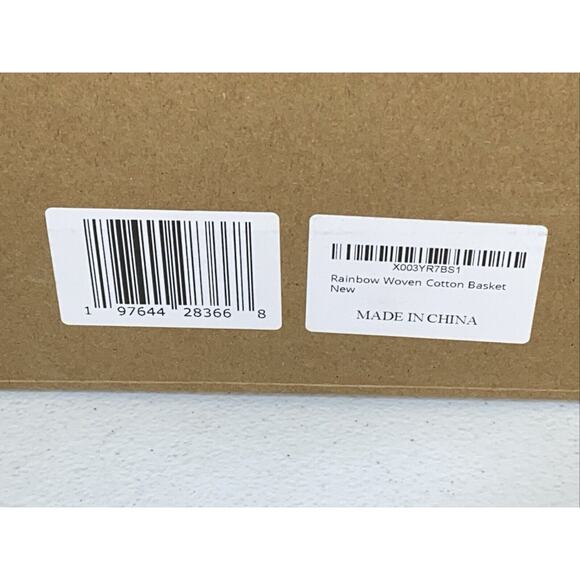 MOONGLOW Rainbow Cotton Woven Basket Storage Box W/ Handles Large 19x13" NEW - Picture 5 of 5